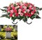 Large Artificial Cemetery Flower Saddle – Silk Rose & Daisy Arrangement for Grave and Headstone (Pink)
